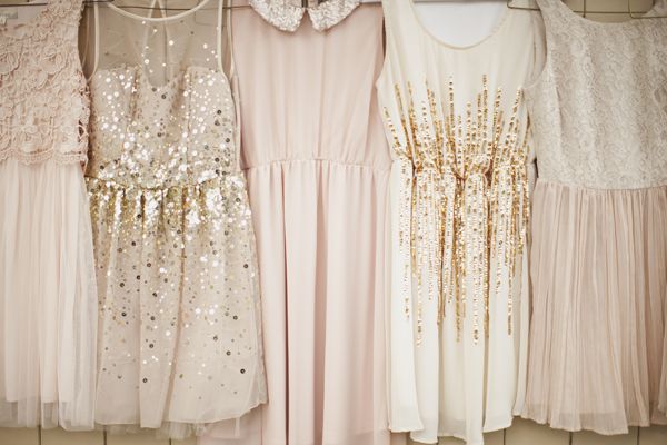 gold(sub. Silver) + blush bridesmaid dresses | Genevieve Renee Photographie #wed...