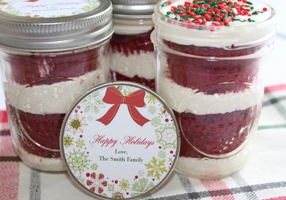 4 (8oz) Cupcakes In A Jar-Mason Jars-Happy Holidays-Corporate Gifts-Coworker Gif...