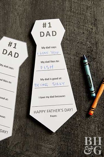 Help the kids make these sweet tie-shape cards for Dad. Print and cut out the ti...