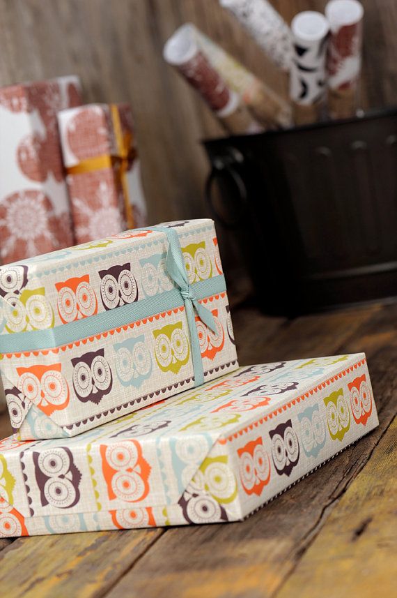 Retro Owl Gift Wrap Bulk 25 OFF SALE  Wrapping by ruffhouseart, $14.75