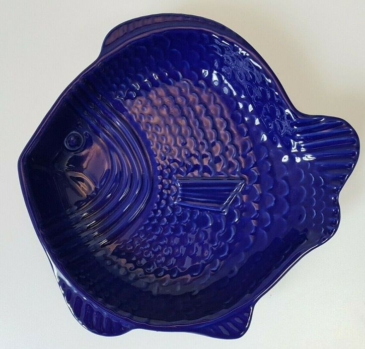Deltis Portuguese Fish Casserole Serving Dish Portugal Cobalt Blue Art Pottery |...