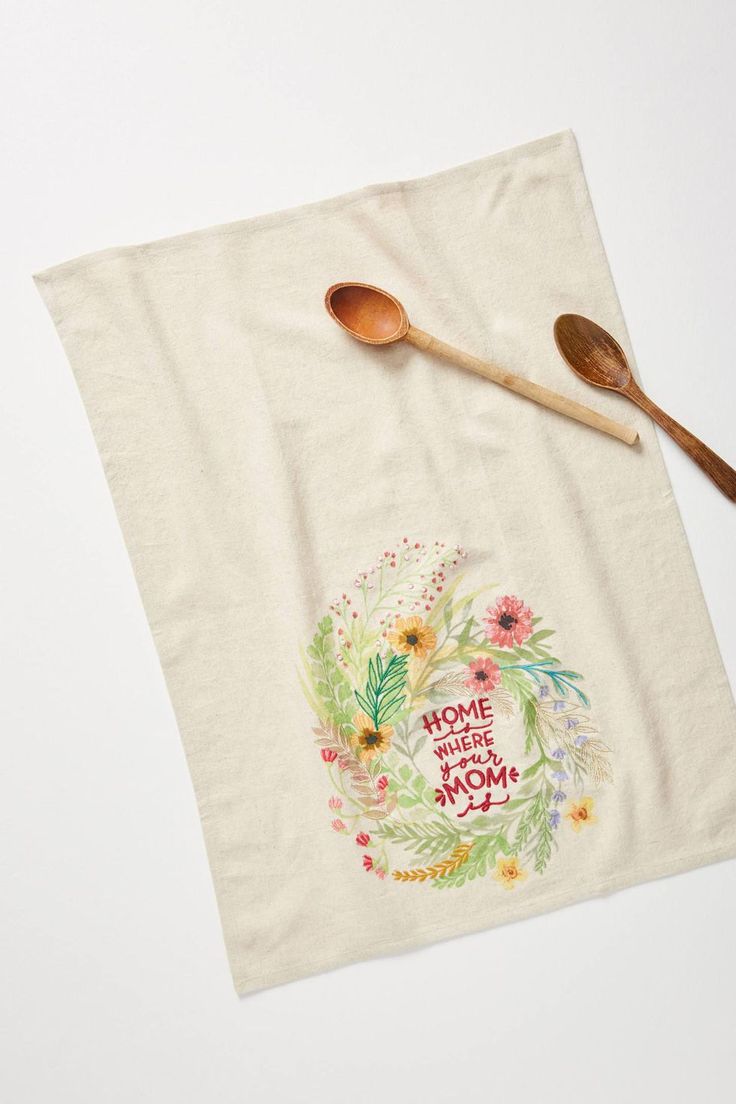 Even mom's dish towels can be pretty with an embroidered Mother's Day gift.  #pa...