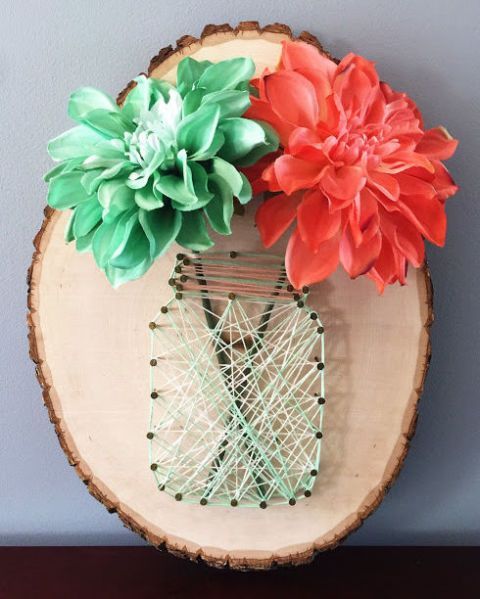 Mason Jar String Art:  Just try and tell us you've seen a craft cuter than t...