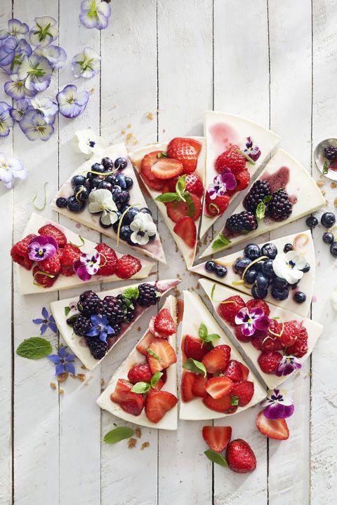 No Bake Cheesecake with Berry Toppings:  A classic cheesecake is amped up by usi...