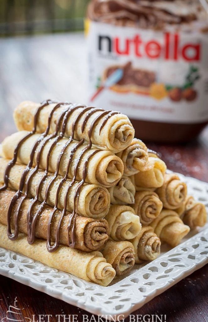 This crepe roll-ups are made even better stuffed with Nutella.