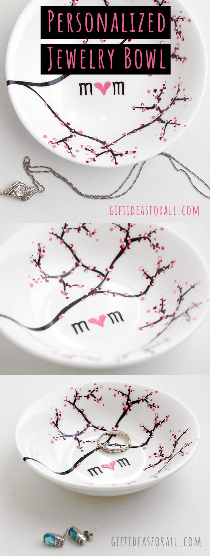 This cute little hand-painted Porcelain Ring Dish, featuring a beautiful cherry ...
