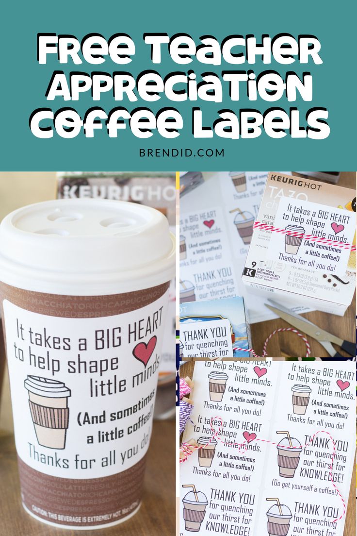 Coffee Labels for Teacher Gifts