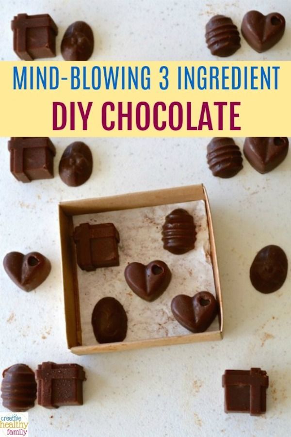 Healthy Simple DIY Chocolate Recipe. Only 3 healthy ingredients. Gluten free, da...