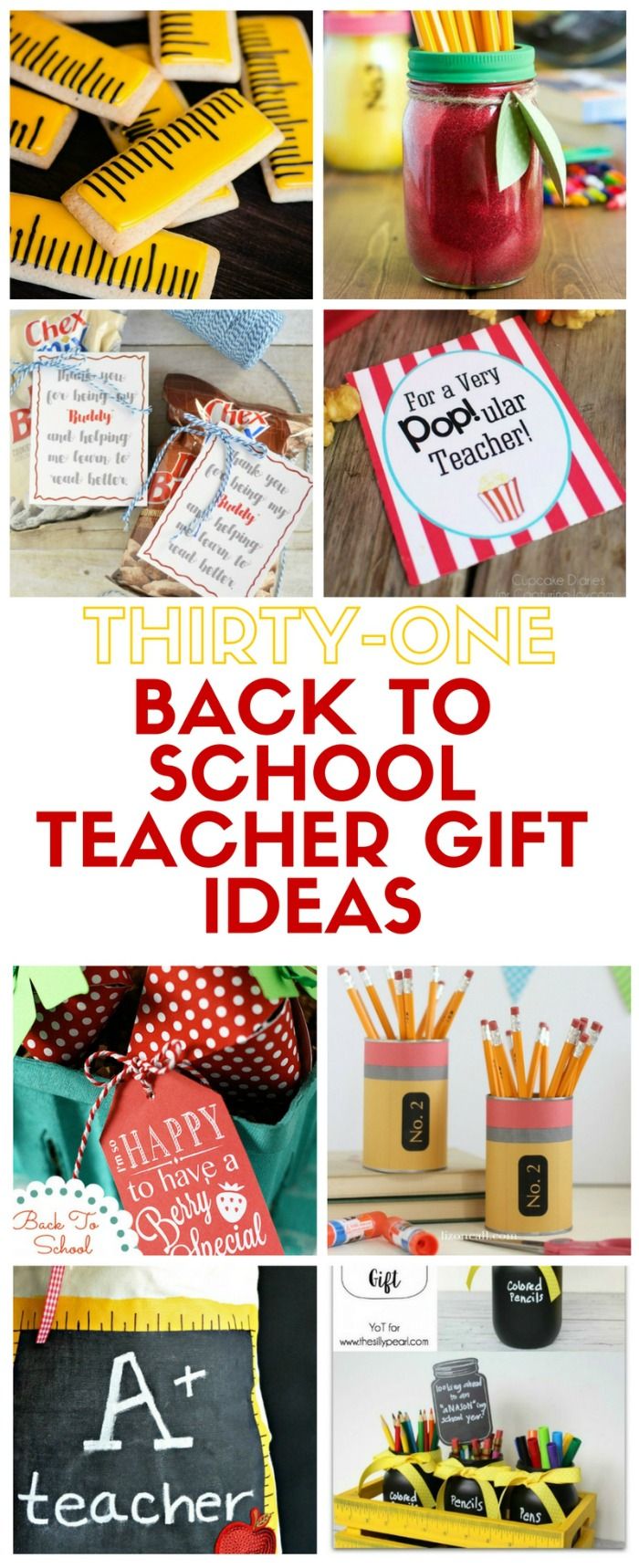 A collection of 31 back to school teacher gift ideas. Say thank you to your chil...