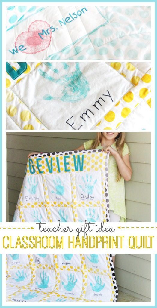 Handprint Quilt Teacher Gift idea - tutorial and tips for making your own - Suga...