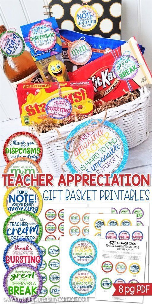 Teacher Appreciation Gift Ideas, Teacher Gift, Gift Basket Ideas, PRINTABLE TAGS...
