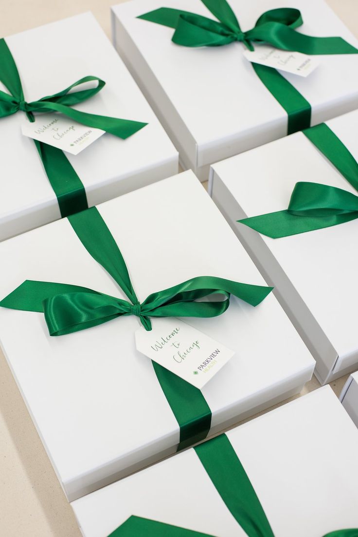 CORPORATE GIFTS// Green and white gift boxes welcome health professionals to Chi...