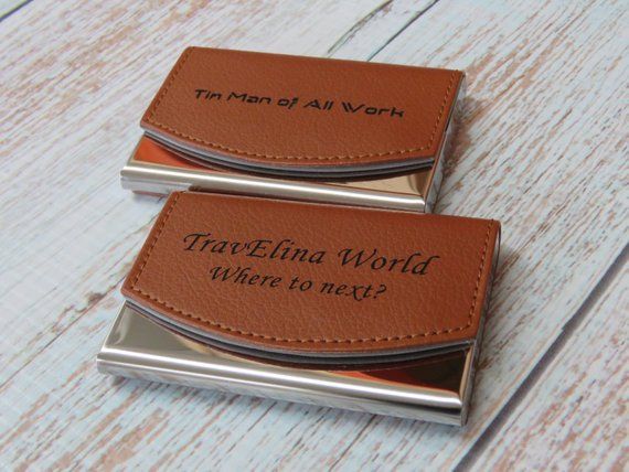 Custom Engraved Leather Business Card Holder, Personalized Card Case, Corporate ...