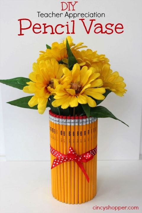 DIY Teacher Appreciation Gift Pencil Vase #backtoschool