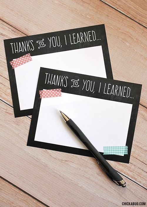 Free teacher appreciation notes by Chickabug. A handwritten note to the teacher ...
