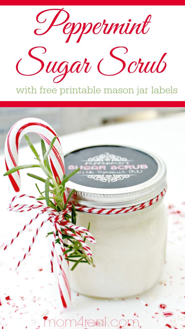 Peppermint Sugar Scrub with Free Printable Labels - Mason Jar Gift Idea