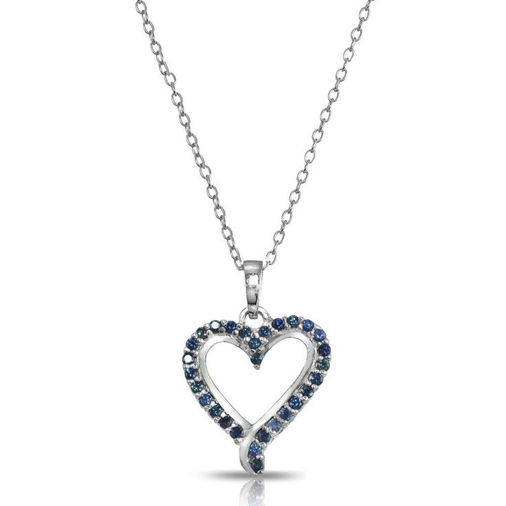 1TCW Natural Blue Sapphire Heart Pendant Necklace