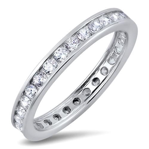 A Perfect 3TCW Solitaire Cut Russian Lab Diamond Wedding Bands Eternity Infinity...