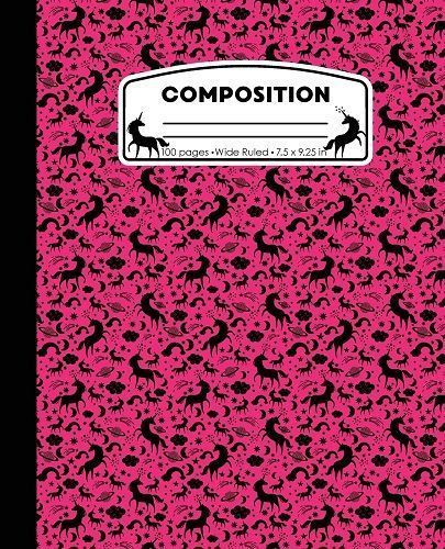 Hot Pink Unicorn Composition Notebook. Pink school supplies. Unicorn school supp...