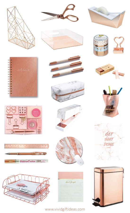 Rose gold school supplies and desk accessories