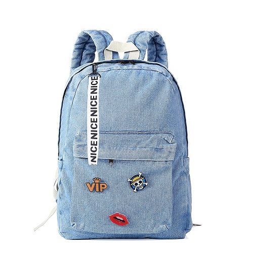 Stylish Denim Backpack for travel, school, and everyday use.