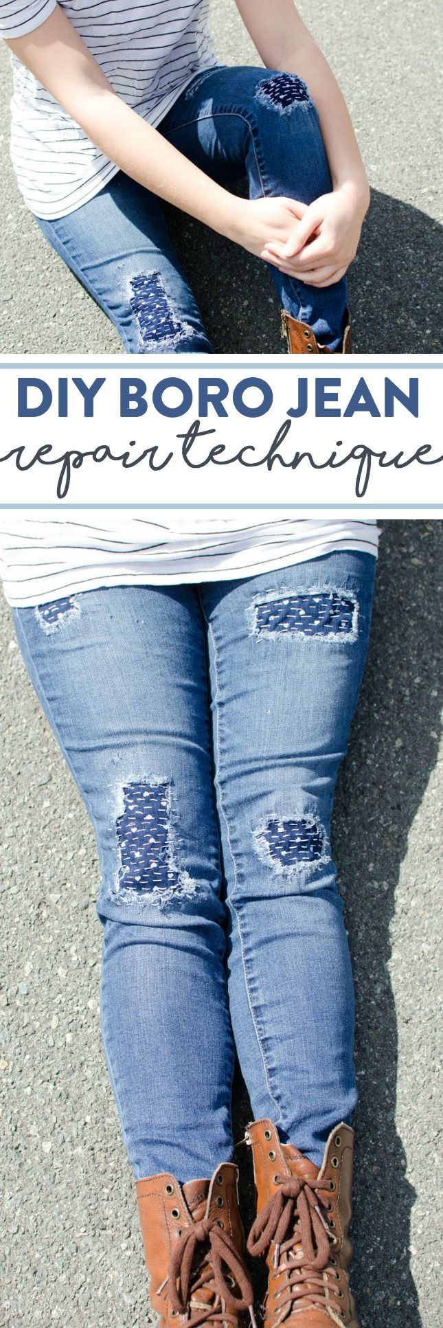 DIY Boro Jeans Repair | the new trendy way to fix up old jeans - While this is a...