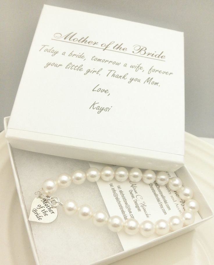 Mother of the Bride Pearl Strand Bracelet, Mother of the Groom Wedding Gift Memo...