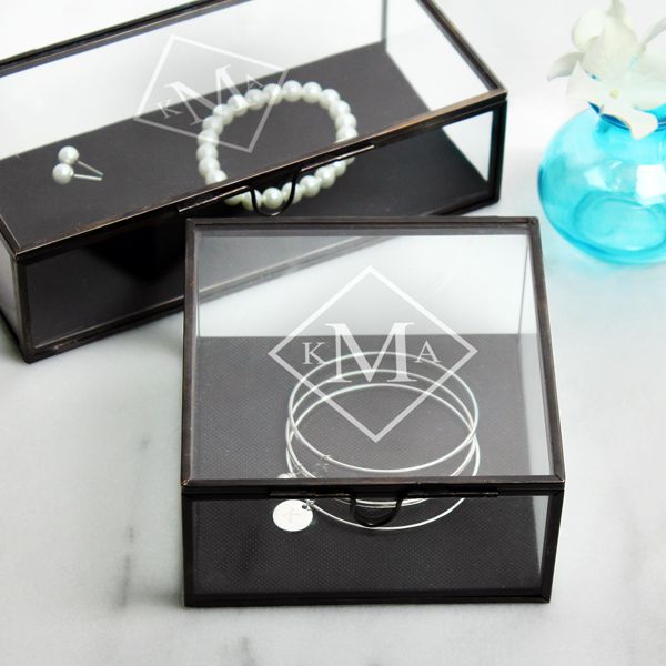 Personalized Antique Glass Shadow Jewelry Boxes. Include a bracelet and give to ...
