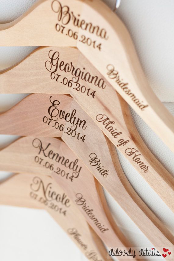 Personalized Bridesmaid Hangers - Engraved Wood Hangers - Engraved by delovely d...