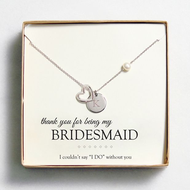 Personalized Open Heart Charm Necklaces for bridesmaids