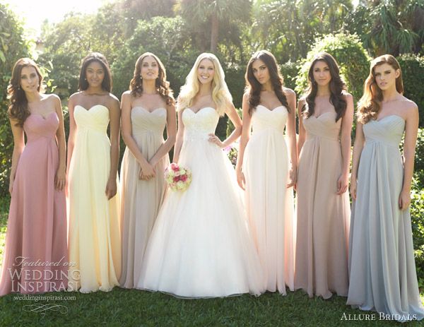 Same dress, different colors- stunning for bridesmaids