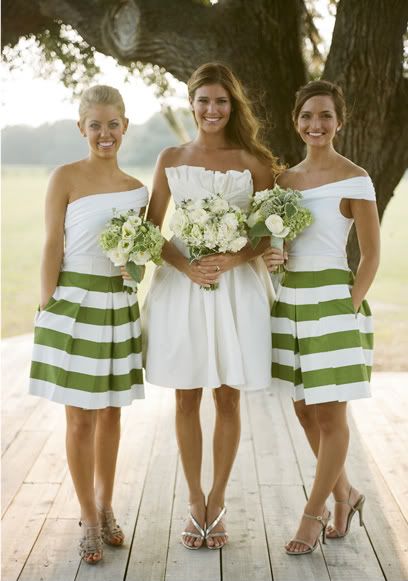 Striped bridesmaid skirts