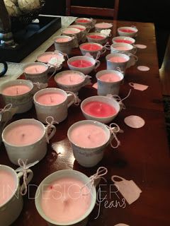 Tea cup candles as bridesmaid/bachelorette party favors.
