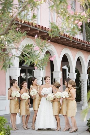 The Confetti Blog. Chic gold Bridesmaid dresses