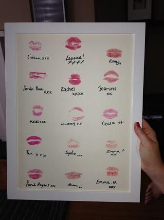 for the bachelorette party, have each girl kiss the paper and leave her name so ...