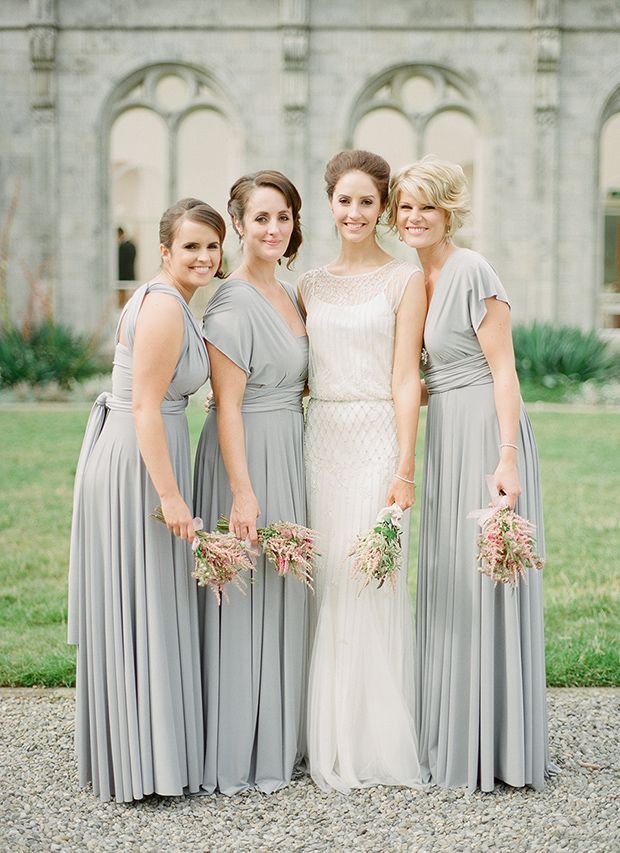 grey Two birds bridesmaids dresses by Brosnan Photographic