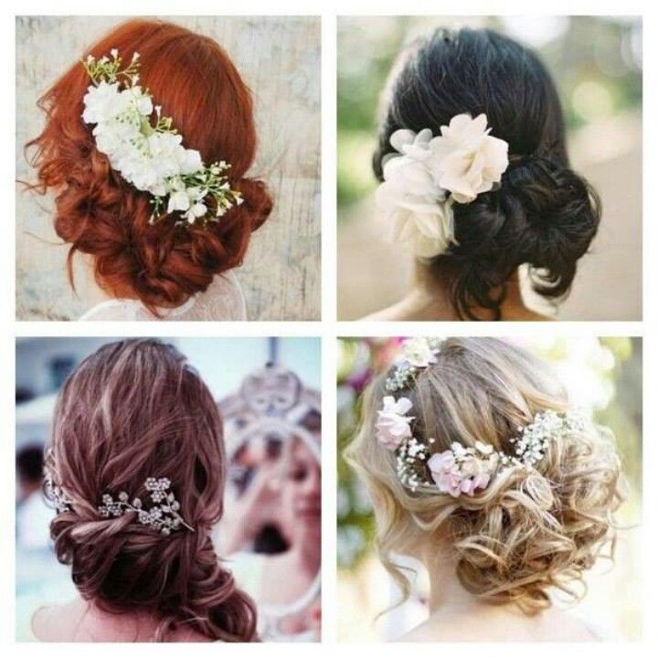 i love flowers, I think pretty flowers in all the bridesmaid's hair would be...