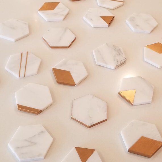 100 Marble Coasters | Wedding Favor | Corporate Gift | Escort Card | Hexagon Coa...