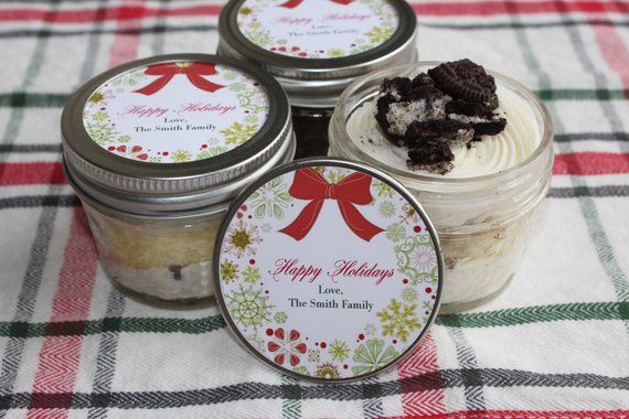 12 (4oz) Cupcake Jars-Happy Holidays-Cupcake Jars-Cake Jars-Mason Jars-Corporate...