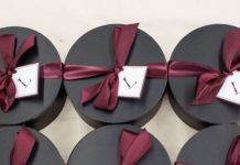 Best Corporate Gifts Ideas : CLIENT GIFTS// Black and maroon luxury wedding phot...