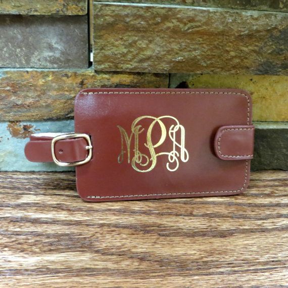 Brown Leather Personalized Luggage Tag, Gifts for Women, Gifts for Men, Corporat...