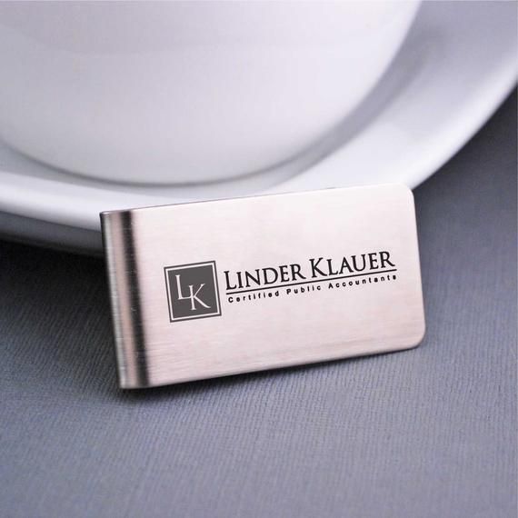 Business Logo Money Clip, Custom Engraved Logo Money Clip, Corporate Gift withs ...