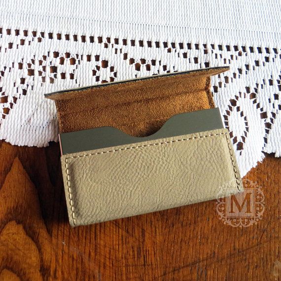 Corporate Gift - Business Card Holder - Brown Leather Style Custom Engraved Pers...
