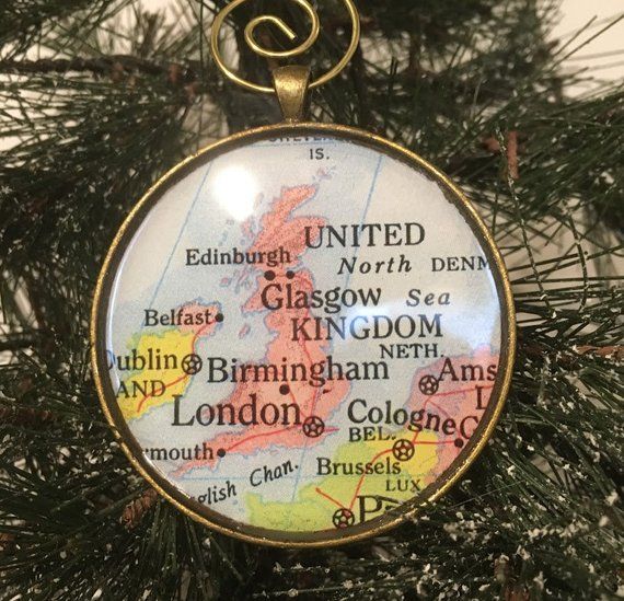 ENGLAND, Scotland Map Christmas Ornament,  Keep a memory Alive / HONEYMOON Gift ...