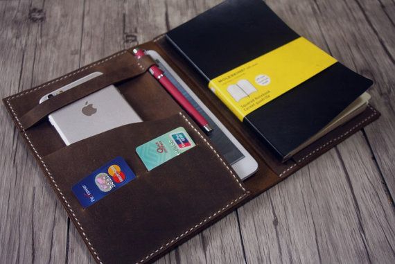 Leather iPad Mini Case Pro Portfolio, Hand Sewn Large Moleskine Notebook Covers,...