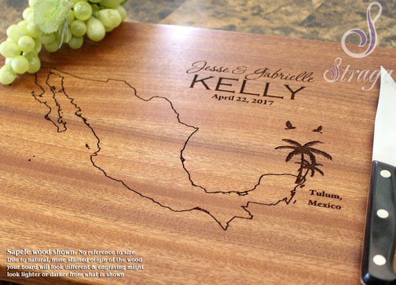 Mexico Personalized Cutting Board- Wedding Gift, Destination Wedding, Anniversar...