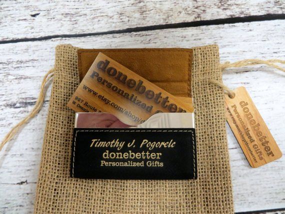 Personalized Business Card Holder, Engraved Monogrammed Corporate Gifts, Gift fo...