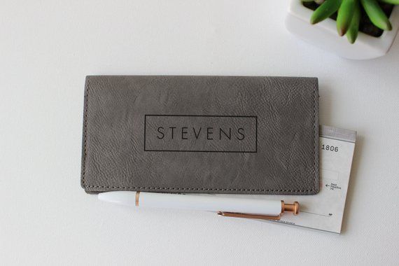 Personalized Check Book Cover for Women or Men, Company Gifts, Corporate Gift Id...