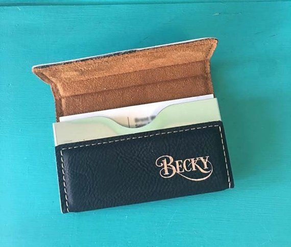 Personalized Leather Business Card Holder, Great Stocking Stuffer, Corporate Gif...