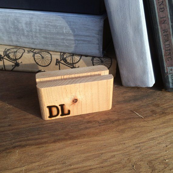 card holder, salvaged wood, 5th anniversary gift, business card, personalized, c...